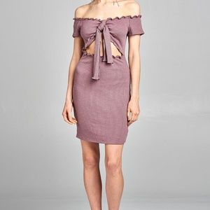 Say My Name Off Shoulder Dress - Mauve